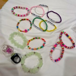 Bracelet letters and glow i the dark ring